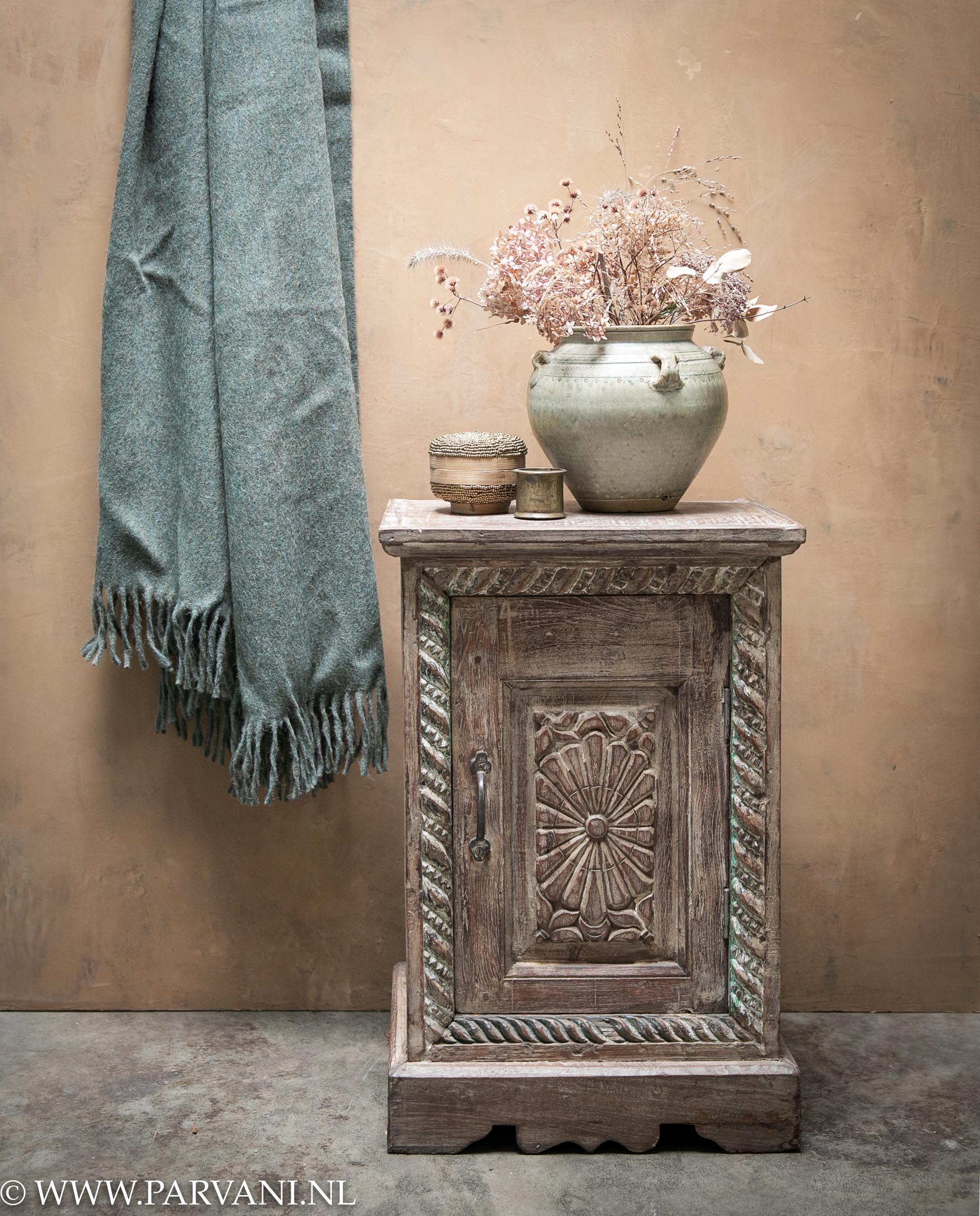 Fresco kalkverf muur met speciale techniek en verschillende kleuren