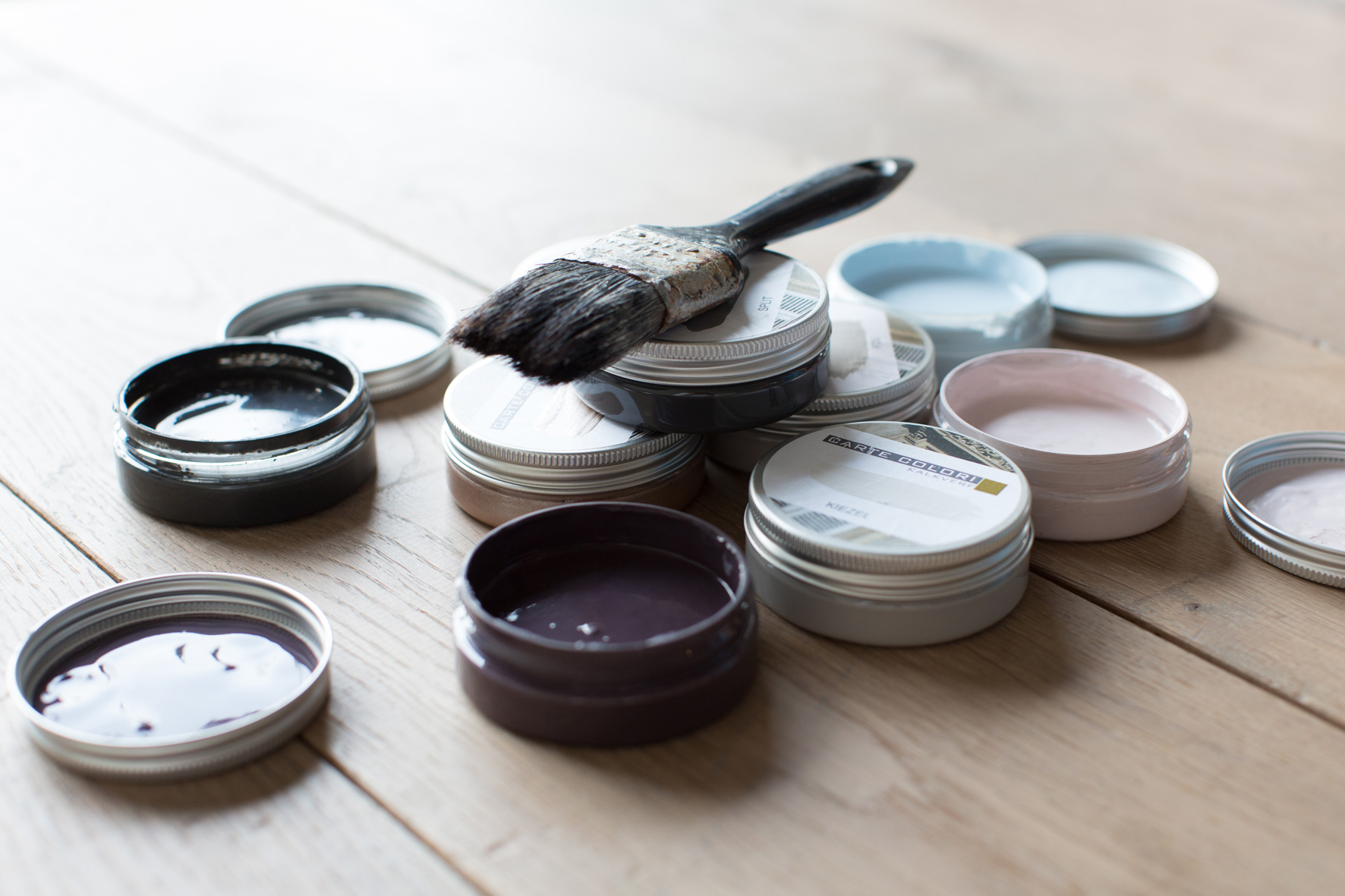 proefpotjes testers kalkverf krijtverf