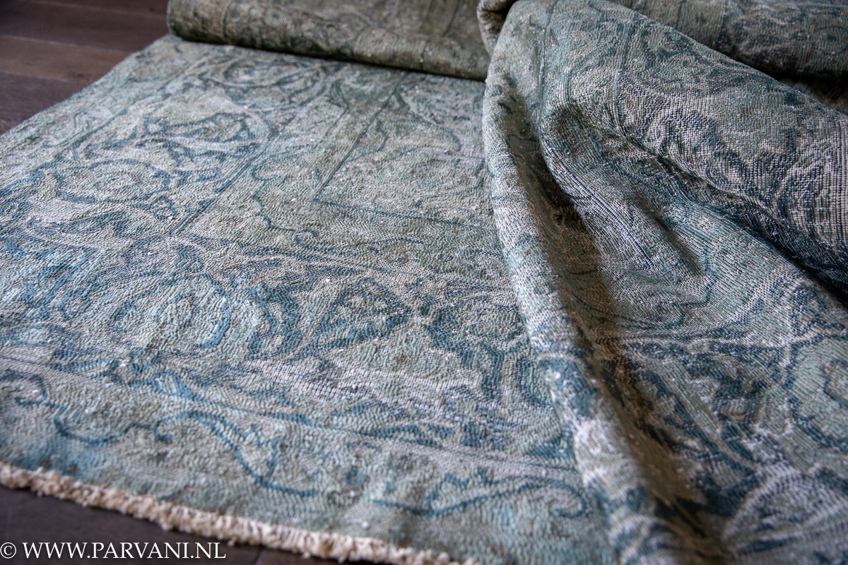 aankunnen Bourgondië voorzichtig Vintage tapijt grijs groen groot | Parvani